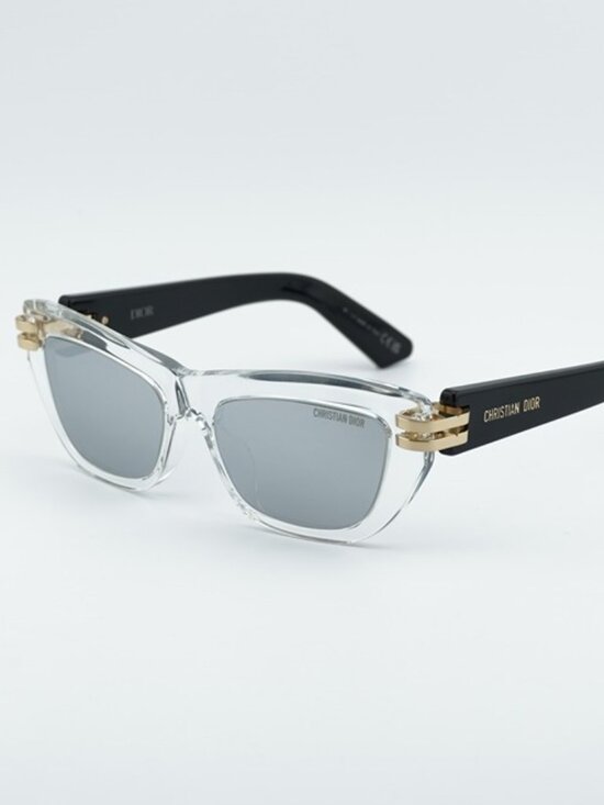 Dior CDIOR B2U 89A4 Women Sunglasses Transparent Cat Eye Frame, Silver Lenses main image 7